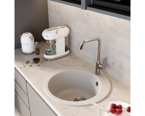 Мойкa MIXLINE ML-GM13 круглая  белая (331) 495мм (глуб. чаши 200) NEW (551894)