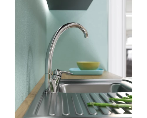 Смеситель для кухни MIXLINE ML08-032 высокий излив боковая ручка (522135)