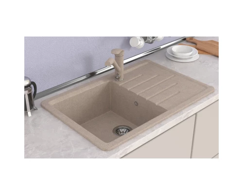 Мойка MIXLINE ML-GMS07 СТАНДАРТ с крылом, песочный, 750*495*190мм (551111)