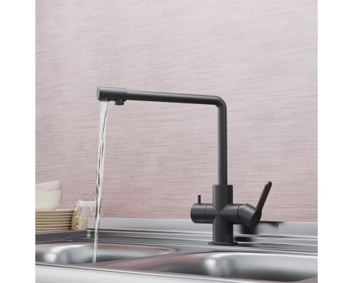 Смеситель для кухни 35k MIXLINE MLSS-03201 черный подкл.к фильтру (543619)