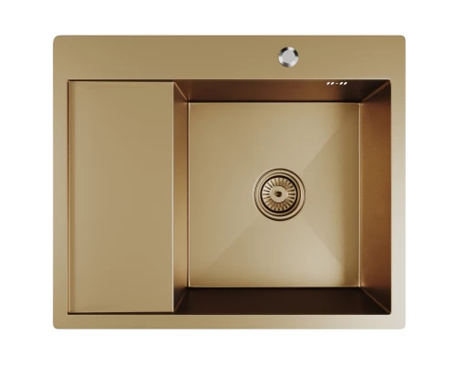 Кухонная мойка 60х50  прав. вып 3 1/2  MIXLINE PRO 20см с сифоном бронза (552928)