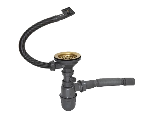 Сифон MIXLINE 3 1/2*40  с прямоуг. переливом, с гофрой 40*40  PRO ЗОЛОТО (551691)