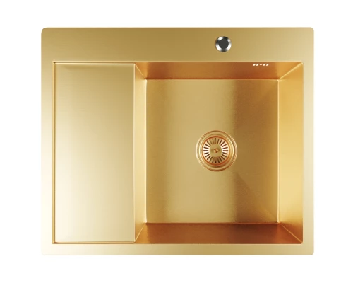 Кухонная мойка 60х50  прав. вып 3 1/2  MIXLINE PRO 20см с сифоном золото (552927)