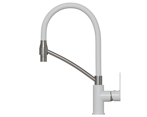 Смеситель для кухни 35k MIXLINE ML33-108 "City White" гибкий излив боковая ручка (553223)