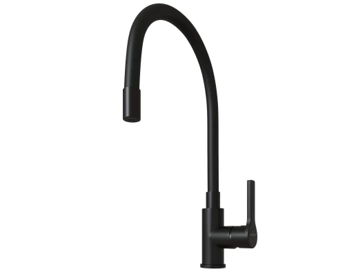 Смеситель для кухни 35k MIXLINE ML23-097 "Round Black" гибкий излив боковая ручка (553222)