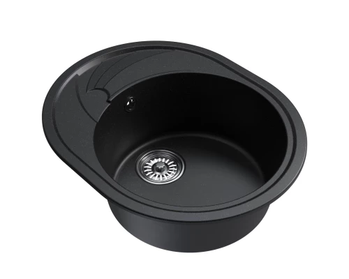 Мойка MIXLINE ML-GM17 овальная с крылом, ультра-черная, 580*470*180мм NEW (551946)