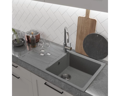 Мойка MIXLINE ML-GM20 с крылом  темно-серая (309) 830*480*190мм NEW (552001)