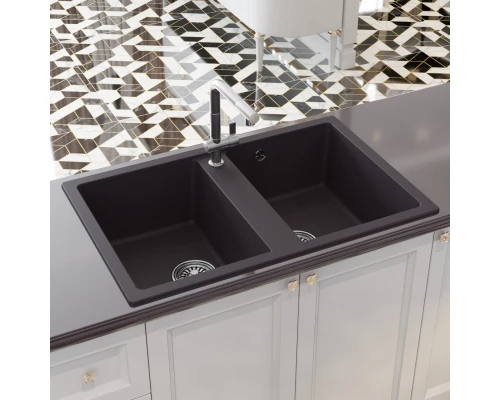 Мойка MIXLINE ML-GM23 двухчашевая, шоколад, 770*500*190мм NEW (552046)