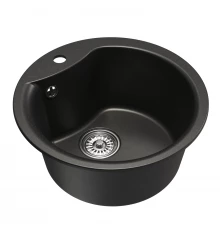 Мойкa MIXLINE ML-GM12 круглая  ультра-черная (344) 480мм (глуб. чаши 210) NEW (551841)