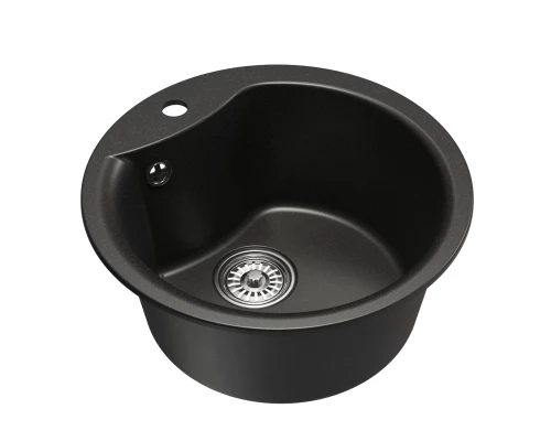 Мойкa MIXLINE ML-GM12 круглая  ультра-черная (344) 480мм (глуб. чаши 210) NEW (551841)
