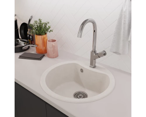 Мойкa MIXLINE ML-GM09 круглая  ультра-белая  (341) 510 мм (глуб. чаши 190) NEW (551802)