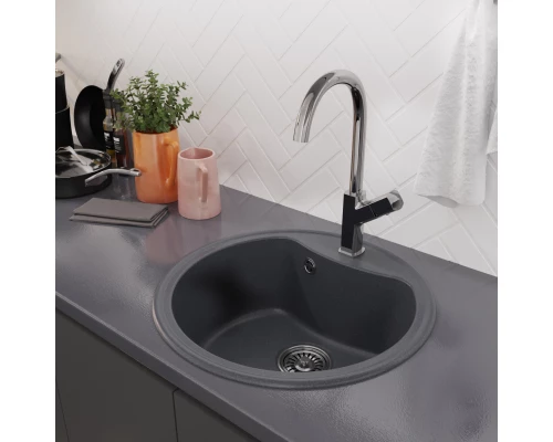 Мойкa MIXLINE ML-GM09 круглая  антрацит (343) 510 мм (глуб. чаши 190) NEW (551804)