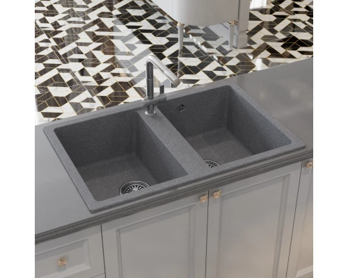 Мойка MIXLINE ML-GM23 двухчашевая  графит (342) 770*500*190мм NEW (552043)