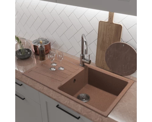 Мойка MIXLINE ML-GM20 с крылом  терракотовая (307) 830*480*190мм NEW (551999)