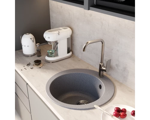 Мойкa MIXLINE ML-GM13 круглая  темно-серая (309) 495мм (глуб. чаши 200) NEW (551891)