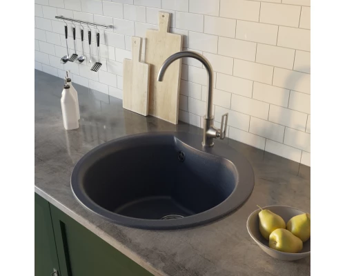 Мойкa MIXLINE ML-GM12 круглая  антрацит (343) 480мм (глуб. чаши 210) NEW (551840)