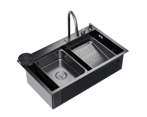 Кухонная мойка 75х46  вып 3 1/2  MIXLINE PRO 21,5см с сиф.ч.граф+доз+смесит+кол+д/р+о/с (552104)