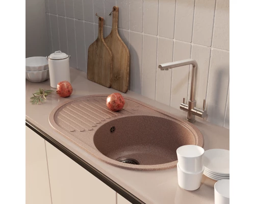 Мойка MIXLINE ML-GM16 овальная с крылом  терракотовая (307) 730*460*180мм NEW (551925)