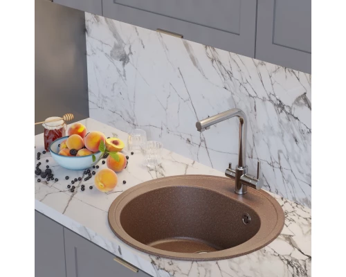 Мойкa MIXLINE ML-GM11 круглая  терракотовая (307) 500мм (глуб. чаши 180) NEW (551820)