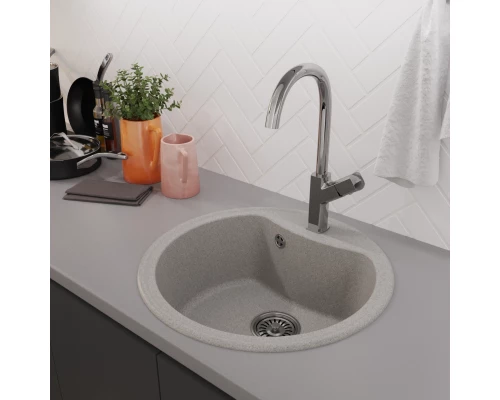 Мойкa MIXLINE ML-GM09 круглая, серая 510 мм глуб. чаши 190 (551799)