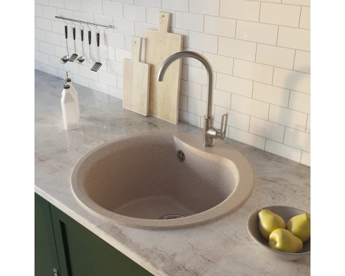 Мойкa MIXLINE ML-GM12 круглая  песочная (302) 480мм (глуб. чаши 210) NEW (551831)