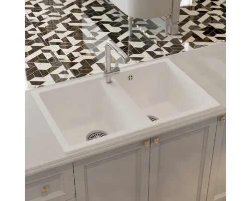 Мойка MIXLINE ML-GM23 двухчашевая  ультра-белая (341) 770*500*190мм NEW (552042)