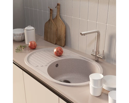 Мойка MIXLINE ML-GM16 овальная с крылом  песочная (302) 730*460*180мм NEW (551924)