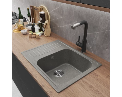 Мойка MIXLINE ML-GM18 с крылом  темно-серая (309) 640*490*190мм NEW (551971)