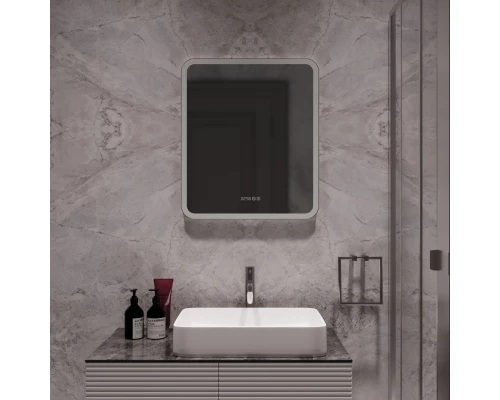 Зеркало MIXLINE "Стив-3" 600*700 (ШВ) сенсорный выключатель, часы + подогрев (553264)