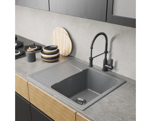 Мойка MIXLINE ML-GM26 С КРЫЛОМ, ТЕМНО-СЕРАЯ (309), 580*470*190ММ (552078)