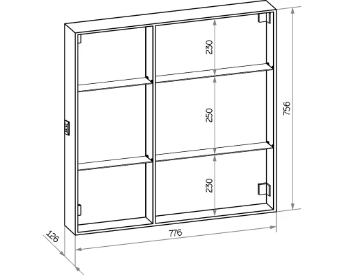 Зеркало-шкаф MIXLINE "Женева" 800*800 (ШВ) правый, сенсорный выкл., светодиодная подсветка (553160)