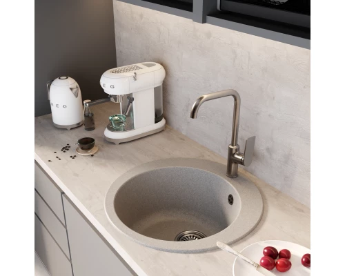 Мойкa MIXLINE ML-GM13 круглая  серая (310) 495мм (глуб. чаши 200) NEW (551892)