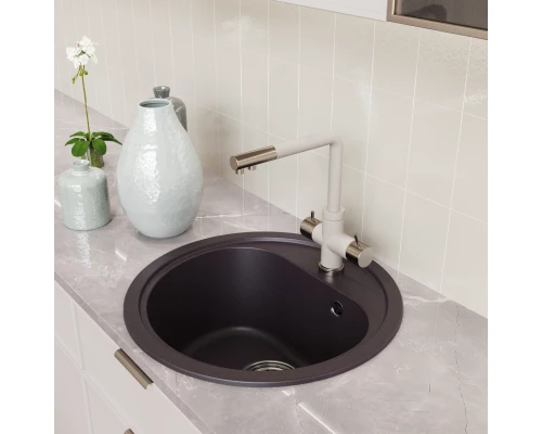 Мойкa MIXLINE ML-GM10 круглая, шоколад, 440мм (глуб. чаши 180) NEW (551818)