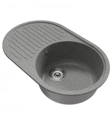 Мойка MIXLINE ML-GM16 овальная с крылом  темно-серая (309) 730*460*180мм NEW (551927)