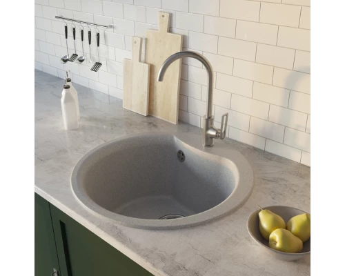 Мойкa MIXLINE ML-GM12 круглая  серая (310) 480мм (глуб. чаши 210) NEW (551835)