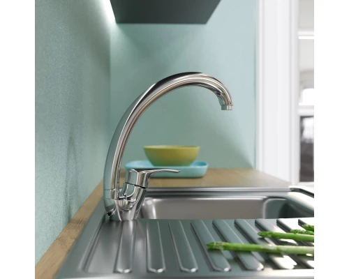 Смеситель для кухни MIXLINE ML03-032 высокий излив боковая ручка (522125)