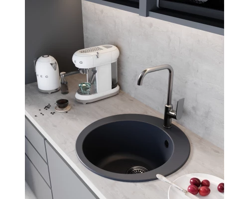 Мойкa MIXLINE ML-GM13 круглая  антрацит (343) 495мм (глуб. чаши 200) NEW (551897)