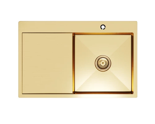 Кухонная мойка 78х50  прав. вып 3 1/2  MIXLINE PRO 20см с сифоном золото (552919)