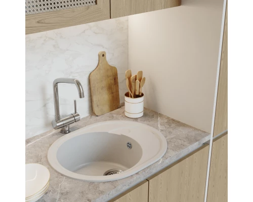 Мойка MIXLINE ML-GM17 овальная с крылом  белая (331) 580*470*180мм NEW (551942)