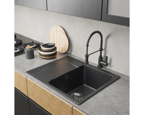 Мойка MIXLINE ML-GM26 с крылом, черная (308), 470*580*190мм NEW (552076)