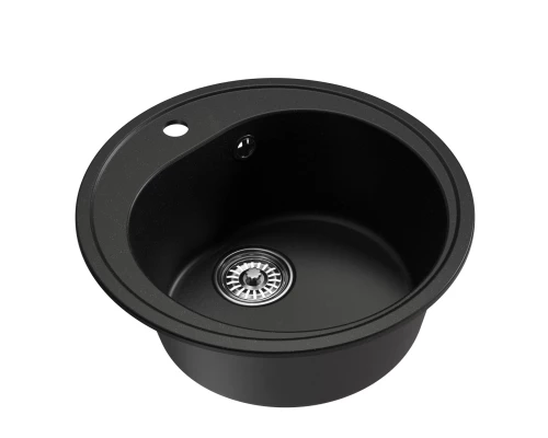 Мойкa MIXLINE ML-GM11 круглая  ультра-черная (344) 500мм (глуб. чаши 180) NEW (551829)
