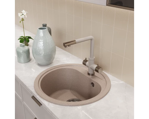 Мойкa MIXLINE ML-GM10 круглая  песочная (302) 440мм (глуб. чаши 180) NEW (551807)