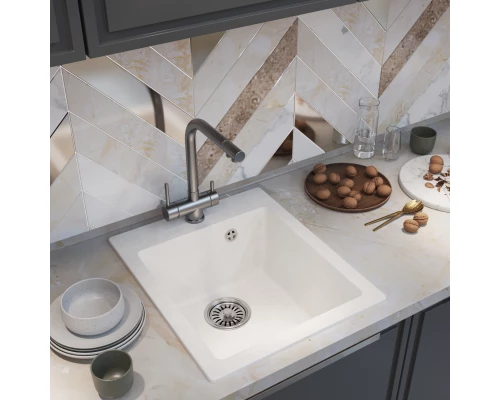 Мойка MIXLINE ML-GM14 ультра-белая  (341)  420*500*190мм NEW (551907)