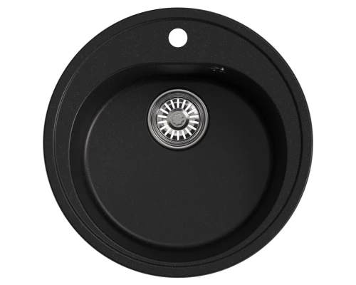 Мойкa MIXLINE ML-GM11 круглая  ультра-черная (344) 500мм (глуб. чаши 180) NEW (551829)