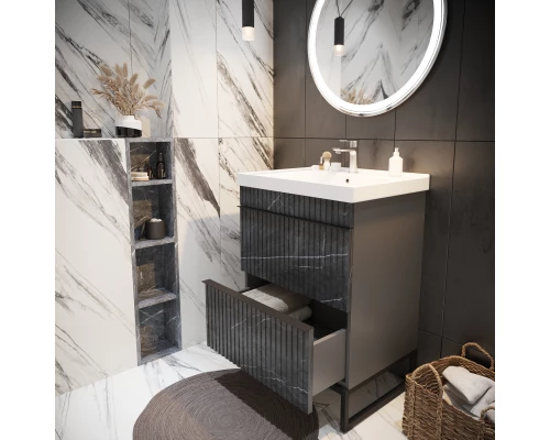 Тумба для ванной MIXLINE "Окленд -60" Графит Мрамор под ум. Грэйс- 60 ЛОФТ (551709)