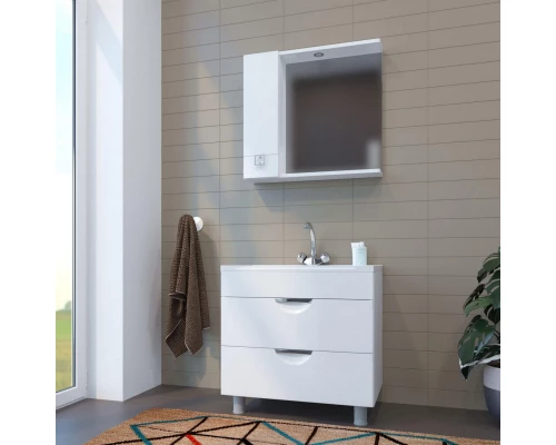 Шкаф навесной MIXLINE "КВАДРО-75" левый с подсветкой (750*700*150) (551702)