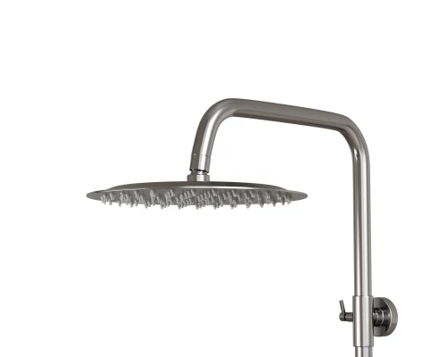 Душевая система MIXLINE MLSS32-06 "Stainless" (смеситель 35К с изл+лейка 3поз.+душ.шланг+тропич.душ.) нерж. (553215)