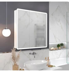Зеркало-шкаф MIXLINE "Сканди" 800*800 (ШВ) 2 створки, универсал.,сенсорный выкл.,светодиодная подсв. (553164)
