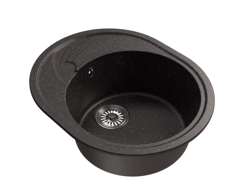 Мойка MIXLINE ML-GM17 овальная с крылом  черная (308) 580*470*180мм NEW (551938)