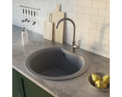 Мойкa MIXLINE ML-GM12 круглая  темно-серая (309) 480мм (глуб. чаши 210) NEW (551834)